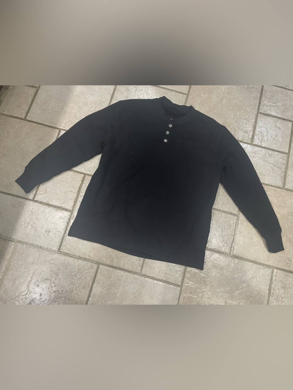 Smith's Black Ribbed Sharps Bonded Thermal Henley Pullover Medium - Picture 2 of 9
